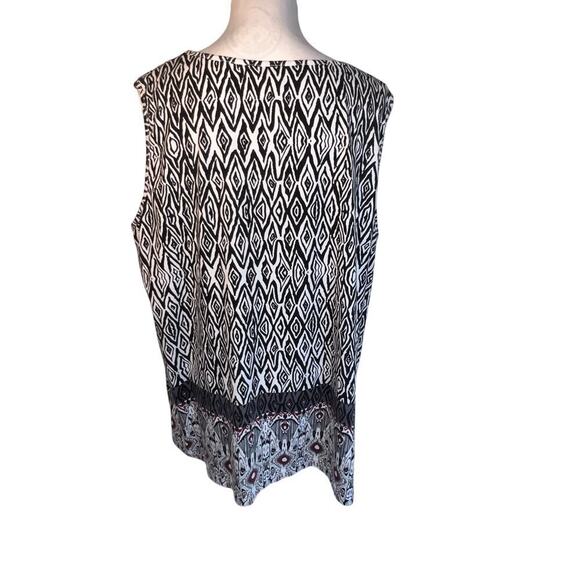 Ulla Popken women’s size L sleeveless gray geometric print WhimsyGoth tunic top - Picture 3 of 7